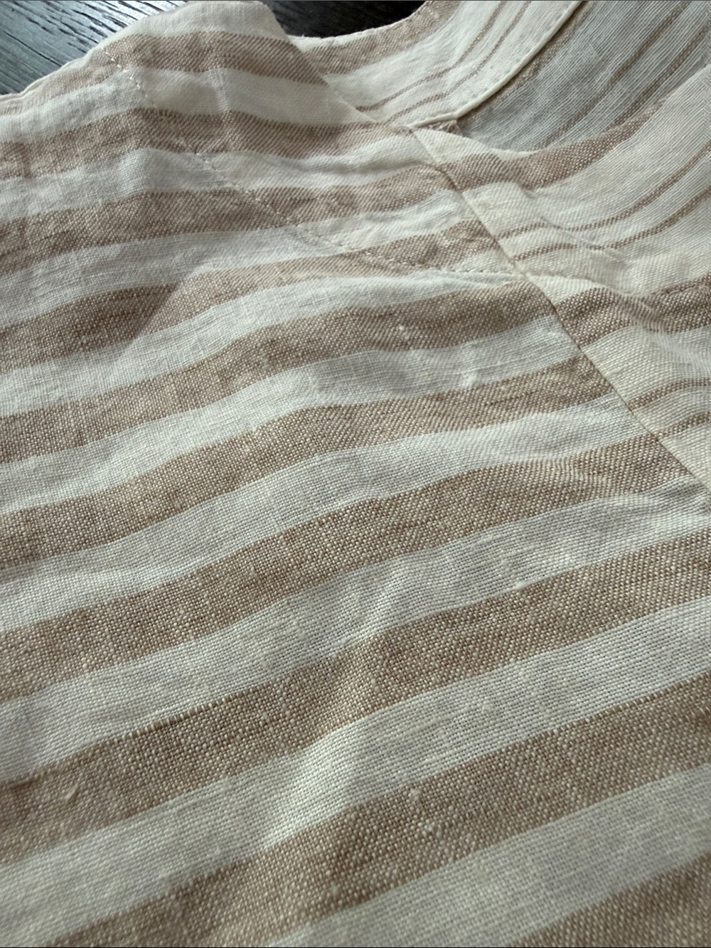 B44 Pure Jill Linen Women’s XS Casual Striped Scoop-Neck Tunic in Cream and Tan - Picture 8 of 8